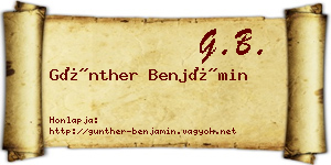 Günther Benjámin névjegykártya